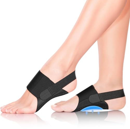 Jafaharug 2 Stück Bandage de fasciite Plantaire, Bandage Pied et Cheville avec Talon en Silicone, pour douleurs au Pied, tendinite d'Achille, pour Course, Marche, Sport (Noir, Universel)