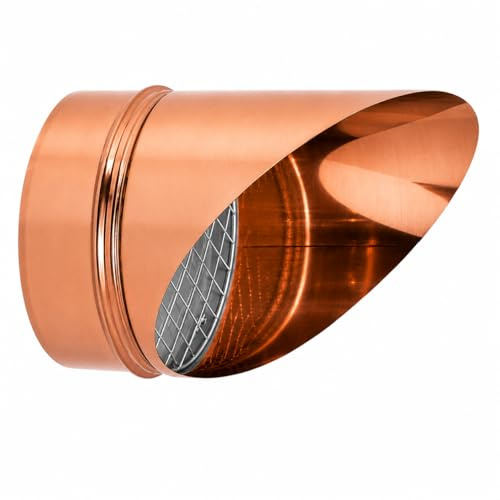 MAKA Comignolo a Becco con Rete, Terminale in Rame per Canna Fumaria Camino Stufa a Legna Pellet e Gas, Cappello Antipioggia con Rete Antivolatile(Ø 160 mm)
