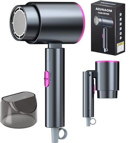 AIUNAOM Travel Hair Dryer 2000W Fast Drying,Foldable Hair Dryer with Cool Shot, Lightweight Compact Design, Professional Blow Dryer Featuring Negative Ion Technology, Overheat Protection