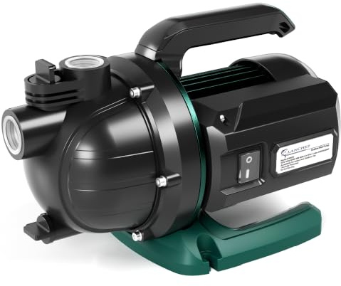 LANCHEZ Pompe de Jardin 4600 L/H, 600 W, Hauteur de Refoulement 36 m, Hauteur d'Aspiration 8 m, Poignée de Transport, Pompe à Eau pour Récupérateur d'Eau de Pluie, Citerne et Étang