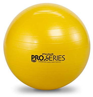 THERABAND Standard Exercise Ball, 18 Yellow Stability Trainer for 4'7–5' Users, Yoga & Pilates Ball, Balance & Core Trainer, For Athletes Fitness at Gym & Home