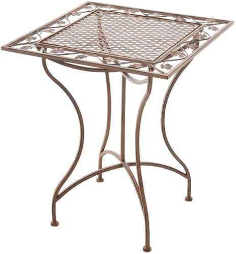 CLP Table de Jardin Asina Carree 60 x 60 cm, Style Art Nouveau Romantique en Fer, Finition deperlante pour terrasse et Balcon, Couleur:Marron Antique