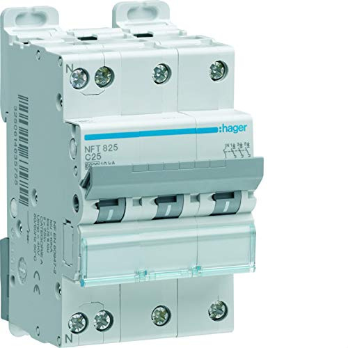 disjoncteur - 3 poles + neutre - 6-10ka - courbe d - 16a - 3m - hager ngt816