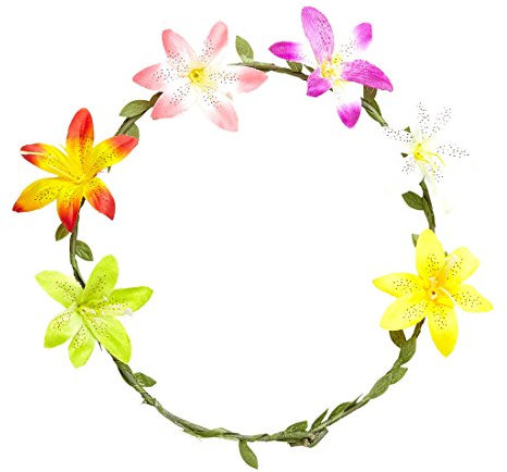 Amakando Blumenkranz Haare Blumenhaarband Kopfschmuck Hibiskus Stirnband Hippie Haarband Blumen 60er Jahre Kostüm Accessoire Hibiskusblüten Haarschmuck