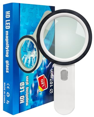 HONPHIER® Loupe Éclairantes Loupe Grossissante 30X Grande Loupe avec 12 LED Loupes de Lecture Loupe à Main Loupe Seniors pour Inspection horloger antiquités Journaux