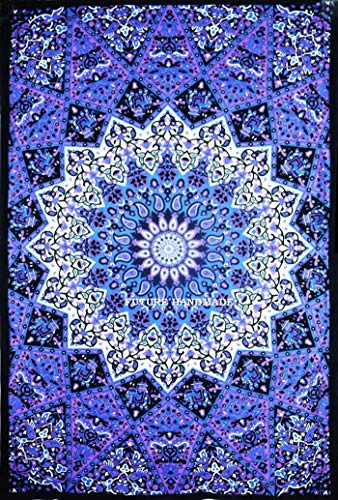 FUTURE HANDMADE Zwilling Tapisserie Blau Stern Elefant Printed Mandala Wandteppiche Hippie Heimdekoration