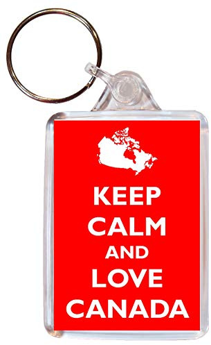Keep Calm and Love Canada - Double Sided Large Keyring Key Ring Fob Chain Name Tag