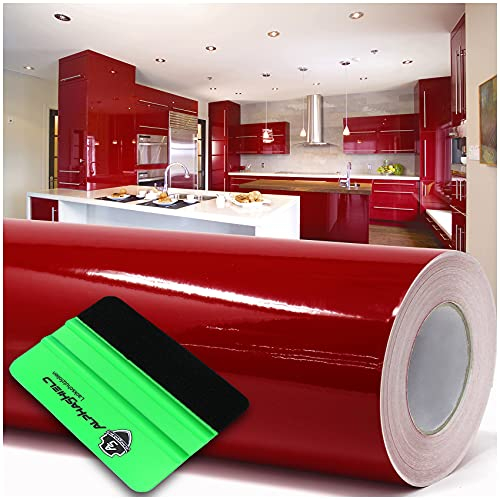 Finest Folia Film adhésif brillant ou mat pour meubles de cuisine ou salle de bains (030 rouge foncé, brillant) 10 m x 63 cm