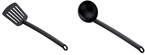 Tescoma Paletta per Cucina Forata & Space Line Mestolo, Nero, 32 Cm