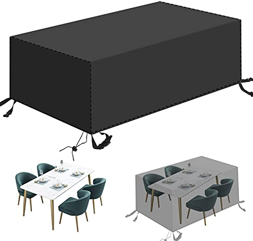 Abdeckhaube Gartentisch Schutzhülle 150x130x90 cm, Einfache Reinigung Terrassenabdeckung Antiseptikum Anpassbare Größe 420D für Garten,Schwarz