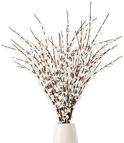 HUIANER 6Pcs 29 Artificial Jasmine Flowers with Long Stem Fake Flower Bouquet Faux Jasmine Plants for Wedding Bridal Bouquet Wreath Table Centerpiece Outdoor Décor (White)