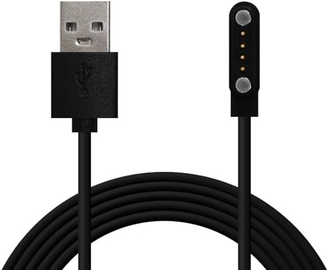 OcioDual Câble de chargeur USB pour montre intelligente modèle 4 broches 7.8 mm base magnétique-divers modèles de montres intelligentes. Noir