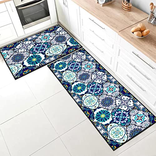 SHUAIG Alfombra de Cocina, Juego de alfombras de Cocina,Antideslizantes, Lavables, adecuadas para habitación de los niños, Puerta, Exterior, Cocina, vestíbulo. (40 * 120+40 * 60cm, Style C)