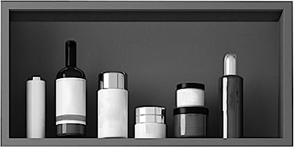 Julymoda Nicho de ducha empotrado 30 x 60 x 10 cm Nicho de pared sin marco de acero inoxidable 304 revestimiento Nano estantes para baño dormitorio (negro (30 x 60 cm))