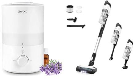 LEVOIT Dual 150 3L Luftbefeuchter mit Nachtlicht für Kinderzimmer und Schlafzimmer + LEVOIT Akku Staubsauger mit Tierhaardüse, Anti-Haar-Verwicklung, max 50min Laufzeit