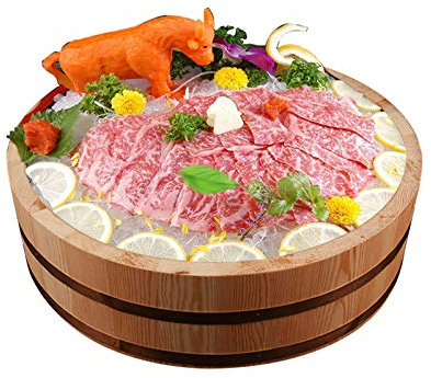 KARFRI Japanische Sushi-Reis-Rührschüssel, Reis-Rührschüssel aus Holz mit Kupferstreifen für die Küche zu Hause im Restaurant (30 x 7,5 cm)