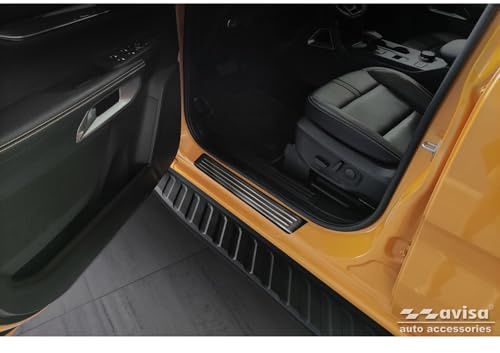 Avisa Schwarz Edelstahl Einstiegsleisten passgenau | kompatibel mit Ford Ranger VI 2022- 'Lines' - 4-teilig