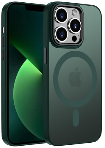 ORDA Magnetisch Hülle für iPhone 13 Pro Max 6,7 Zoll Kompatibel mit MagSafe,für iPhone 13 Pro Max Case Durchscheinende Matt Handyhülle Rückseite Dünn Stoßfest Schutzhülle Grün