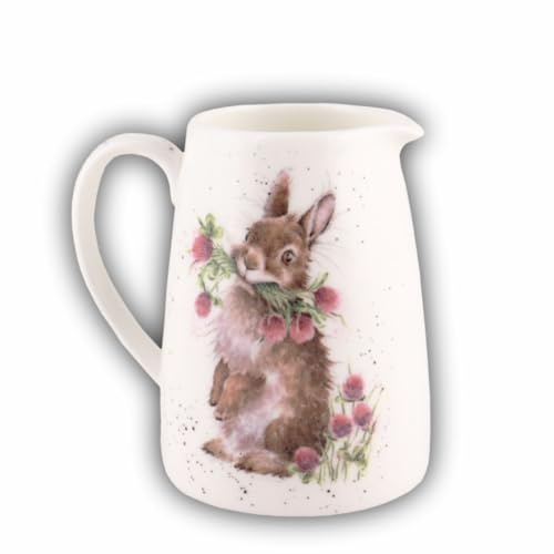 Wrendale Designs Mini Porzellan Milch-Kännchen Kaninchen ca. 100 ml Fine Bone China Henkel-Krug ca. 8 cm hoch zum Servieren bei Tee & Kaffee oder Arrangieren von kleinen Wild-Blumen-Sträußen