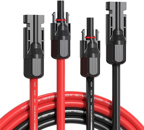 Solarkabel 2 * 5M Kabel Solar Verlängerungskabel für Solarpanel, 4mm² 1000V 12AWG, IP67 Wasserdicht, Photovoltaik Solarkabel, PV Kabel für balkonkraftwerk