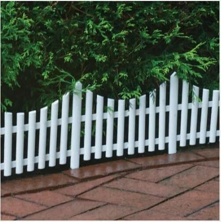 Garden Mile Lot de 4 clôtures de jardin décoratives en plastique blanc pour pelouse, terrasse et parterre de fleurs avec piquets de sol - Décoration de jardin élégante (16, blanc)