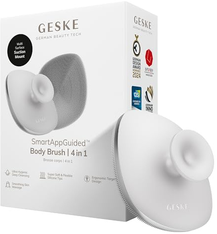 GESKE Body Brush | 4 in 1 | Reinigungsbürste | Design mit Metallring | Reinigungsbürste für den ganzen Körper | Professionelle Tiefenreinigung | Weiche Silikonnoppen, ergonomisches