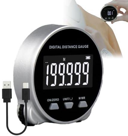 LearnLyrics Metro a nastro digitale,Metro a nastro digitale elettronico | Righello rotabile ad alta precisione da 656 piedi | Nastro di misurazione ricaricabile con schermo LCD per la misurazione