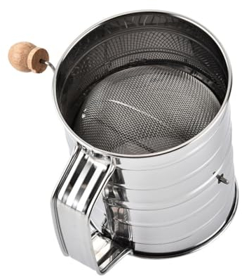 LABRIMP Stainless Steel Hand Crank Flour Sifter Sieve Cup for Baking Icing Sugar Sifter Measuring Scale