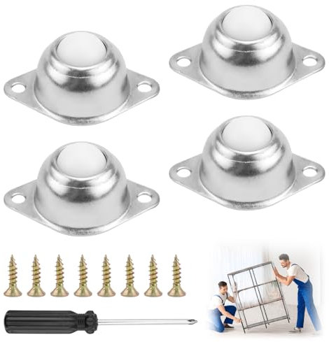 TYBYBB Rotelle a sfera per mobili, carichi pesanti, piccole 15 mm, rotonde, mini ruote piatte, con ruote a sfera in nylon a 360°, per mobili, utensili da cucina, slitta scorrevole
