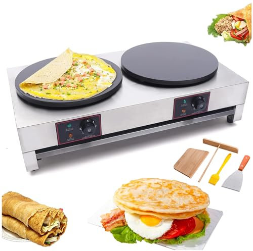 Machine à crêpes électrique commerciale de 15,7 pouces, antiadhésive, température réglable de 50 à 300 ℃ (122 à 572 ℉), machine de boulangerie à usage commercial et domestique,DE-2