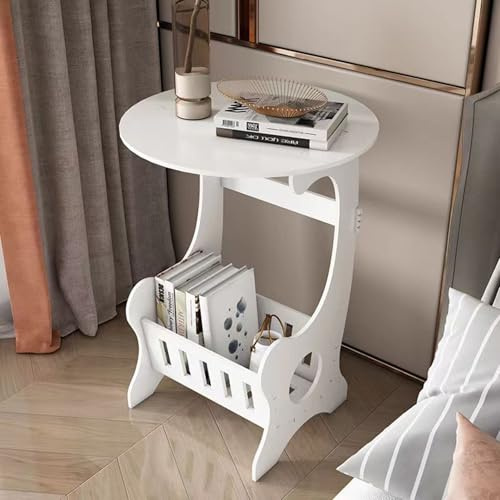 Shakub Beistelltisch rund,Nachttisch 2 Ebenen 36x36x46cm,Kleiner Side Table,Stylischer Sofatisch Couchtisch, Laptoptisch und Kaffeetisch ür Wohnzimmer Schlafzimmer Terrasse Outdoor