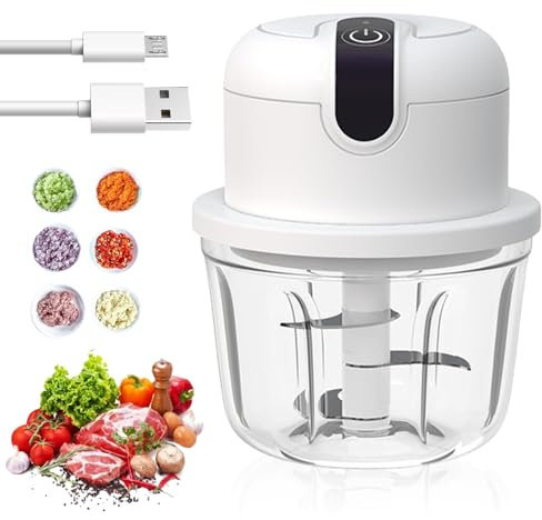 Cortador eléctrico de cebolla, picadora de cebolla, WIYETY 350 ml, recargable por USB, para ajos, frutas, carne, cebollas