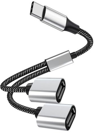 USB C Maschio a Doppio Splitter Cavo Femmina USB, Adattatore di Tipo C 2.0 OTG, Hub Multiplo, Compatibile con iPhone 16/15 Max, iPad Air, MacBook Pro, Google Pixel, Surface Go, Xbox One, PS5