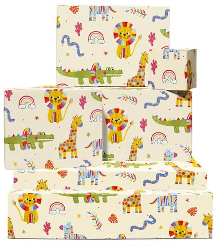 Bonito papel de regalo, arcoíris, animales, diversión, 6 hojas de papel de regalo para amantes de las mascotas, niñas, niños, mujeres, hombres, cumpleaños para todas las ocasiones, viene con