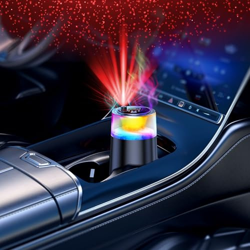 Gxpjycfob Smart Car Air Freshener & Diffuser with Starlight Projection, Auto On/Off, Color-Changing Light, Ultrasonic Mist, 3 Scents (For Men & Home Use)
