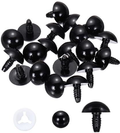 PATIKIL 18mm Safety Eyes, 20 Pcs Plastic Craft Eyes with Protective Film with Washers for Stuffed Animals Crochet Toys Dolls DIY Craft Making, Black