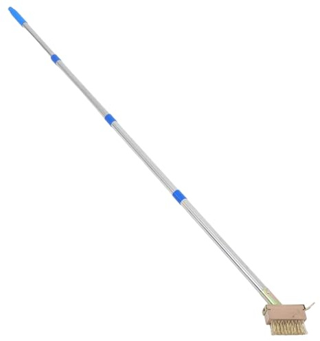 SUPVOX Brosse à Désherber Acier Inoxydable à Long Manche avec Sections Reliées Poils Acier Puissants pour Nettoyage de Mousse Pierre Terrasse et