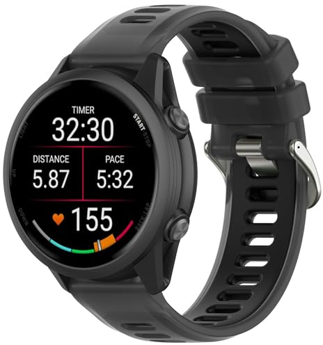 OUTPUTBT 18 mm rem kompatibel med Garmin Venu 3S/2S/Forerunner 265S/255S/Vívoactive 4S original transparent sport silikon armband för herr och dam, Svart, 18mm