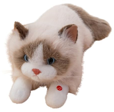 Xiyocadt Niedliches Katze Plüschtier Spielzeug,Weiche Katze Stofftier,Lebensecht Kuscheltier,Geschenk für Kinder Mädchen Jungen,Cat Plush,Realistische Katze Spielzeug für Kinder (Braun,55 cm)