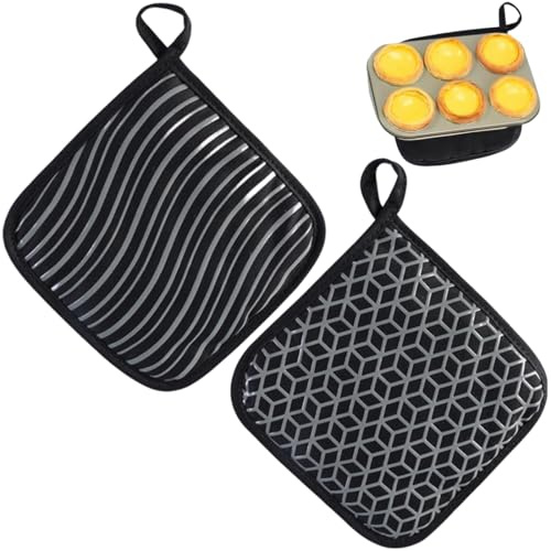 2 Pezzi Set di Presine da Cucina Resistenti Al Calore, Presine Cucina, Presine Silicone da Cucina, 20 x 20 cm, Lavabili, Guanti da Cucina