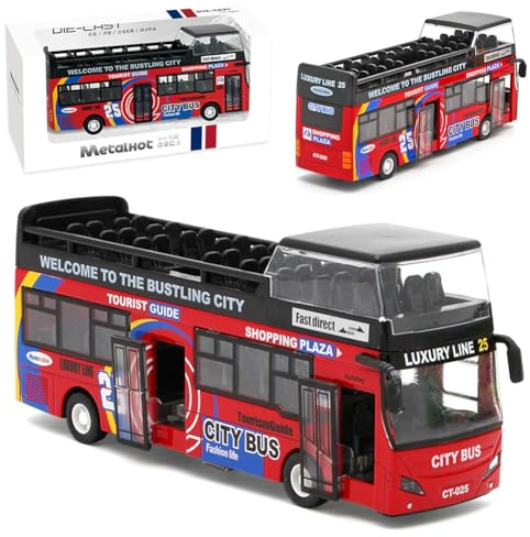ZesGlyxyr Bus di Giocattolo, Rosso Autobus di Londra Modellino, Modello di Bus,Modellino Bus Giocattolo per Bambini, Carroattrezzi Giocattolo per Bambini,Macchinine Buses, Buses Modello per Bambini-B