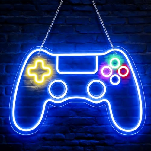 Neon LED Gaming, Gaming Neon Schild, Gamer Deko, LED Neonlicht, USB Verbindung mit Dimmer, Gamer Deko Lampe für Wandleuchte, Game Zubehör Zimmer Deko, Room, Bar, Party