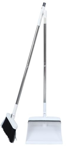 MUELODSIC Juego Escoba Recogedor Plegables 2 Piezas, Escoba de Cocina con Cerdas Anticabello, Recogedor de Pie con Mango Desmontable de Acero Inoxidable, Adecuado para Limpieza