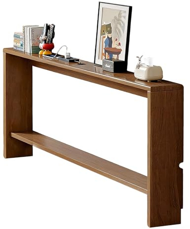 yurstcggh Table d Entrée Console,Table de Console Etroite Derrière Canapé,Bout de Canapé Étroit,avec étagères réglables,pour Chambre,Bureau et bibliothèque de Salon Couleur Noyer Clair 120×10×69cm