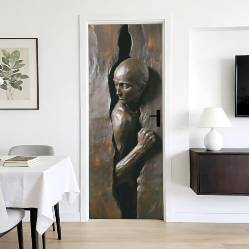 arricraft 2 pegatinas autoadhesivas para puerta, escultura de figura | Murales adhesivos de PVC extraíbles para puerta, decoración para el hogar, dormitorio, sala de estar, 80 x 199,9 cm