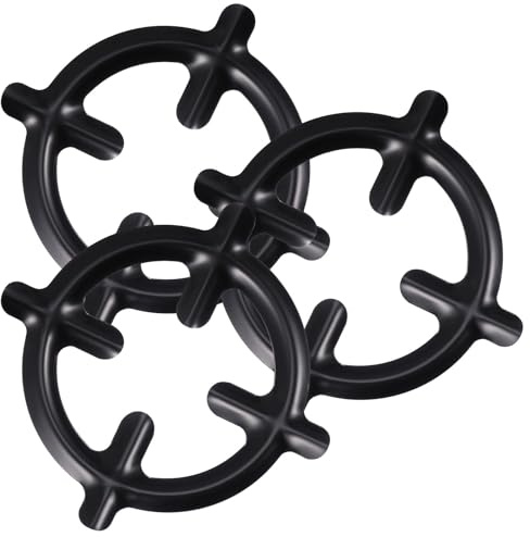 Artibetter Lot de 3 Supports en Fer pour Cafetière Moka Grilles pour Cuisinière à Gaz Anneaux Réducteurs de Gaz Accessoires Cuisine Usage Quotidien Surface Lisse sans Bavures Noir