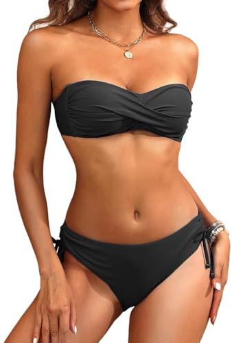 Minetom Maillots de Bain 2 Pièces Femme Bandeau Bikini Set | Été, Push Up, Swimsuit Ensembles, Réglable Swimwear, Beachwear, pour la Plage, les Vacances, la Piscine