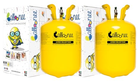 Balloonee Jumbo Einweg Party Helium Set, Gastank für ca.100, 150 & 200 Luftballons, 400L für Folien- & Latexballons, Ideal für Geburtstag, Hochzeit & Event Dekor (Combo Pack of 2)