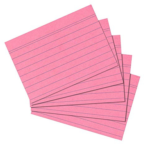 herlitz Karteikarten A6 14,9 x 10,9 cm, liniert, rosa, 6 x 100 Stück | für Schule, Studium & Büro