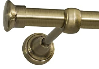 ROLLMAXXX Gardinenstange 160 cm 1-läufig Ø19 mm – Messing – Duo | Vorhangstange aus Metall Messing Design, Set inkl. Wandhalterungen & Endstücke, Alternative zur Gardinenschiene